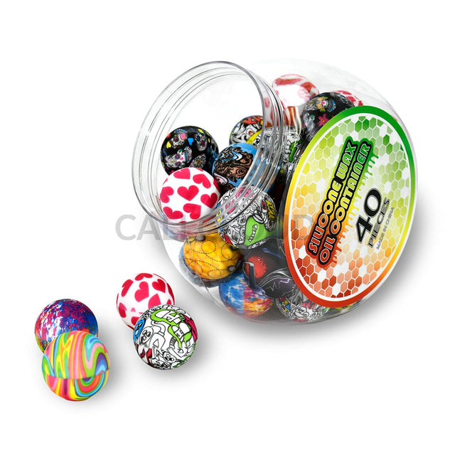 10 ML Silicone Round Container Printed - 40 Count