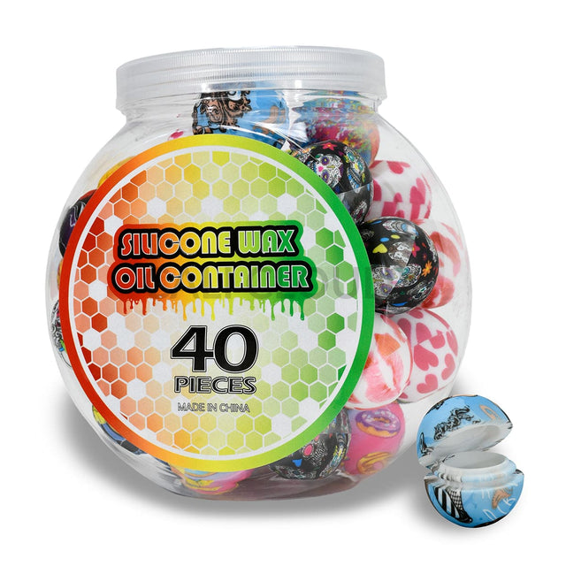 10 ML Silicone Round Container Printed - 40 Count