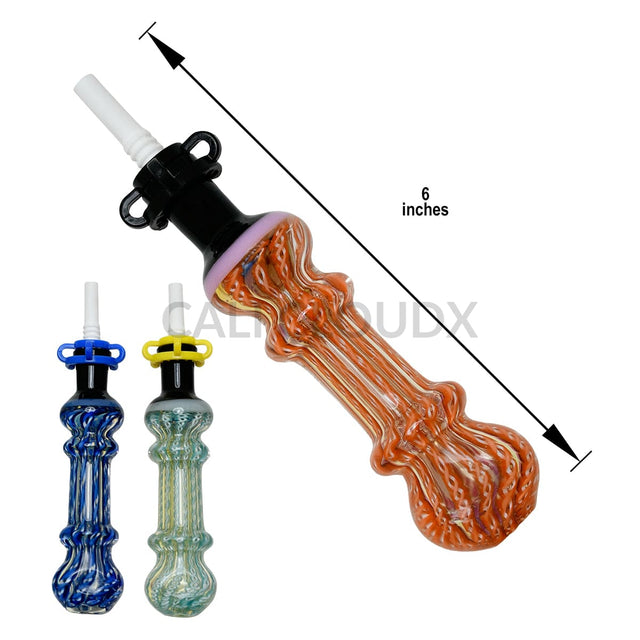 10mm Ribbed Glass Hnoney Straw