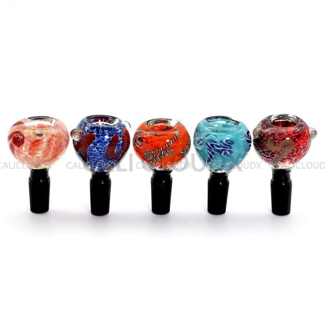 14mm Frit Color Art Black Joint Bowl - Cali Cloudx Inc
