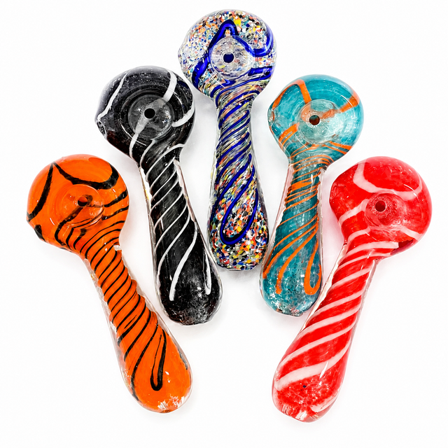 3" Spiral Frit Colored Hand Pipe