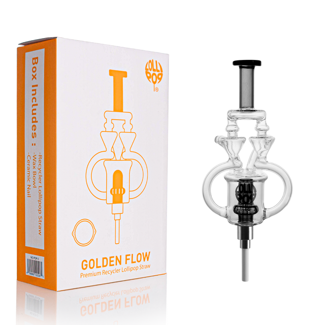 LOLLIPOP Artistic Dual Chamber Design Double Arm Glass Dab Straw Kit