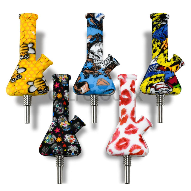 4.5’’ Silicone Beaker Honey Straw- Pack Of 6 Assorted