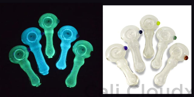 4 Single Dotted Glow In The Dark Hand Pipe Handpipe