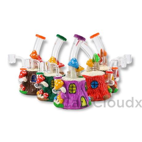 6 Clay Art Tree House Waterpipe Assorted Colors / Glass &