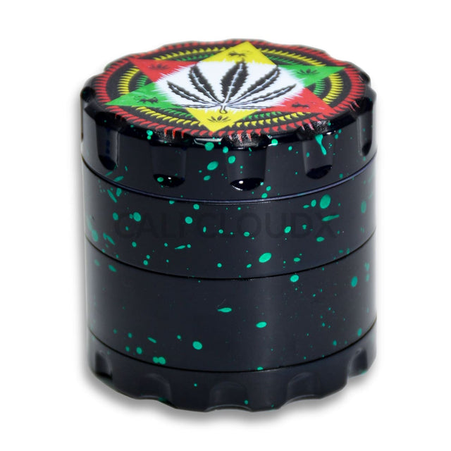 60Mm Round Fancy Heavy Grinder Black / Leaves