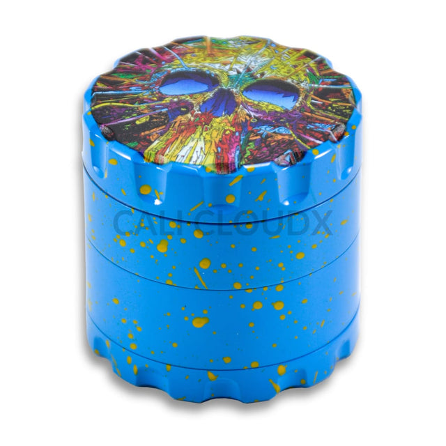 60Mm Round Fancy Heavy Grinder Blue / Skull