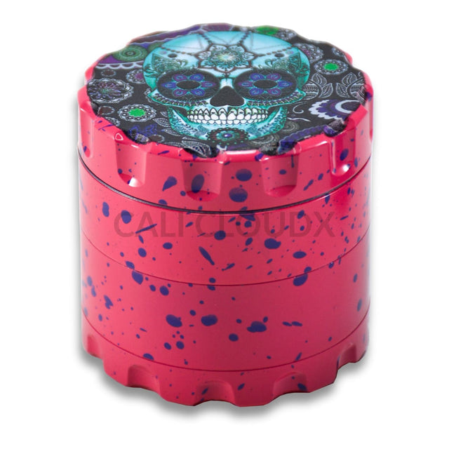 60Mm Round Fancy Heavy Grinder Pink / Skull