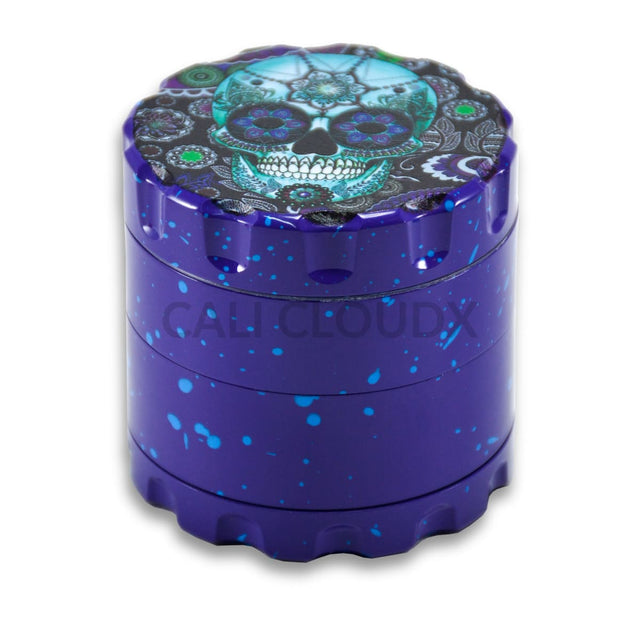 60Mm Round Fancy Heavy Grinder Purple / Skull