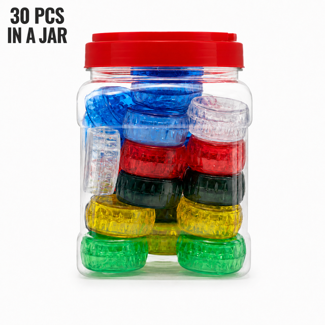 40mm Acrylic Hand Muller Tobacco Grinder - (30Pcs In A Jar)