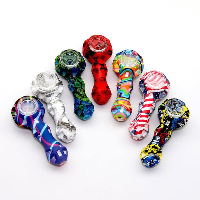 4" Silicone Fancy Pipe - Printed - Cali Cloudx Inc