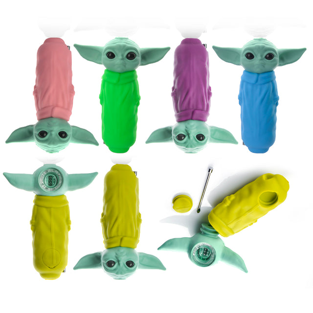 4.5" Silicone Mini Alien Character Hand Pipe