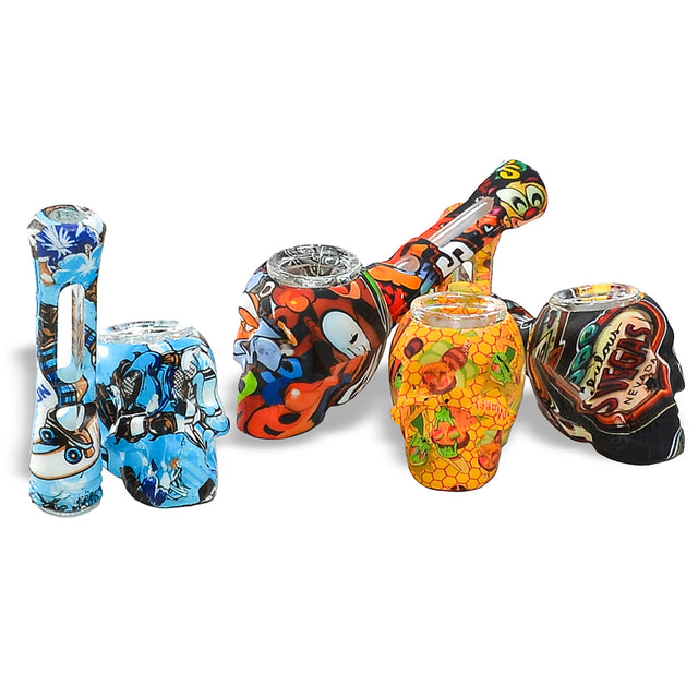 2 in 1 Silicone Skull Head Hand Pipe & One Heater