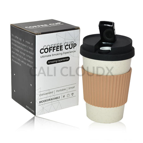 5.5 Biodegradeable Coffee Cup W/ 1.5Silicone Lid Waterpipe Beige