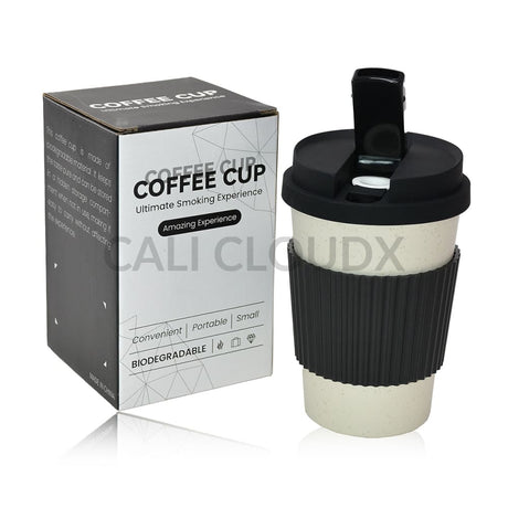 5.5 Biodegradeable Coffee Cup W/ 1.5Silicone Lid Waterpipe Black