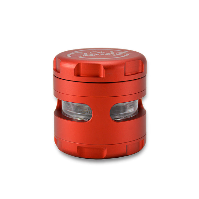 60Mm Round Aluminum & Glass Cali Cloudx Grinder Red