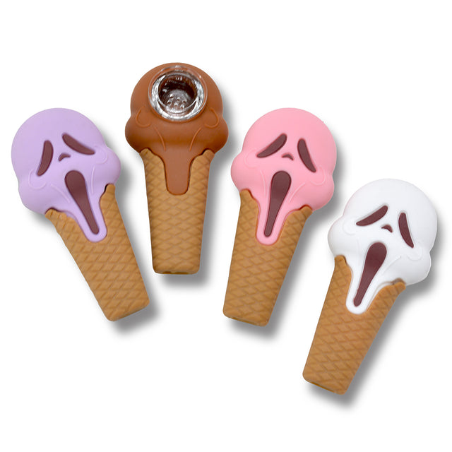 4" Silicone Screaming Ice Cream Hand Pipe