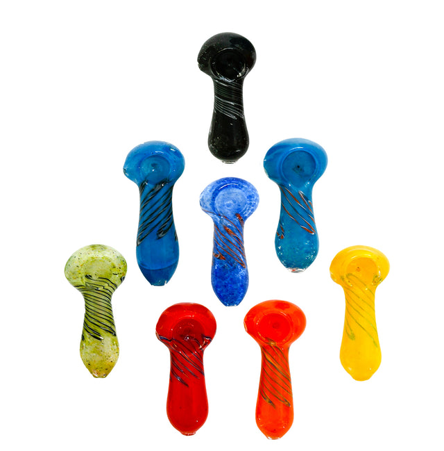 3" Spiral Line Glass Mini Hand Pipe – Bulk Jar