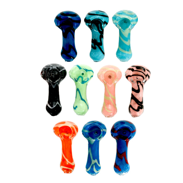 3" Wave Swirl Glass Mini Hand Pipe – Bulk Jar