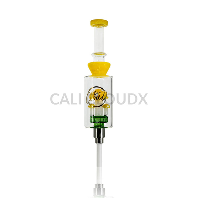 Cali Cloudx Mushroom Recycler Nectar Collector – 7’’ Glass Dab Straw with Perc Yellow