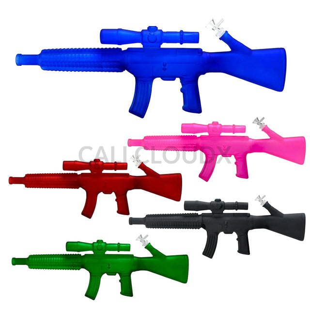 Color Gun Shaped Waterpipe w Wood Stand