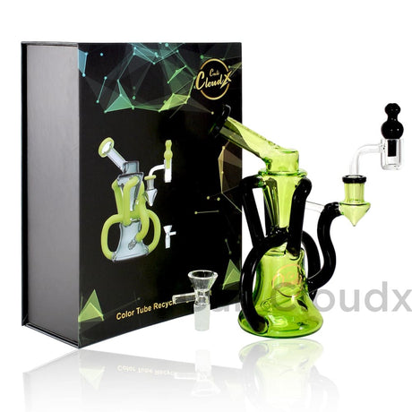 Double Color Recycler Water Pipe In Box Green