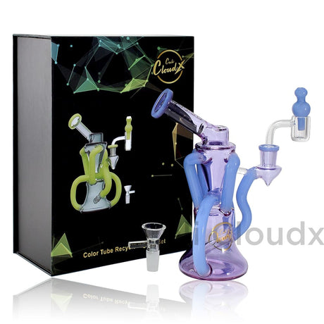 Double Color Recycler Water Pipe In Box Purple