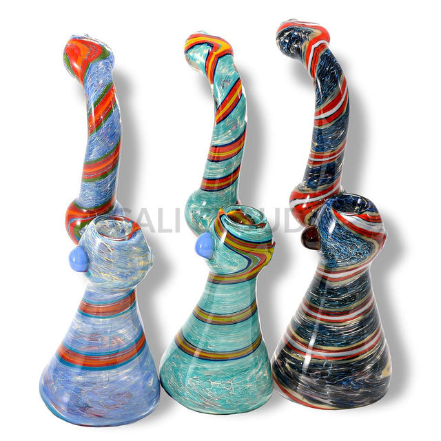 Frit And Colorful Stripe Pattern Bubbler