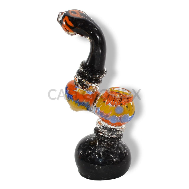 Frit And Zigzag Pattern Rainbow Color Bubbler
