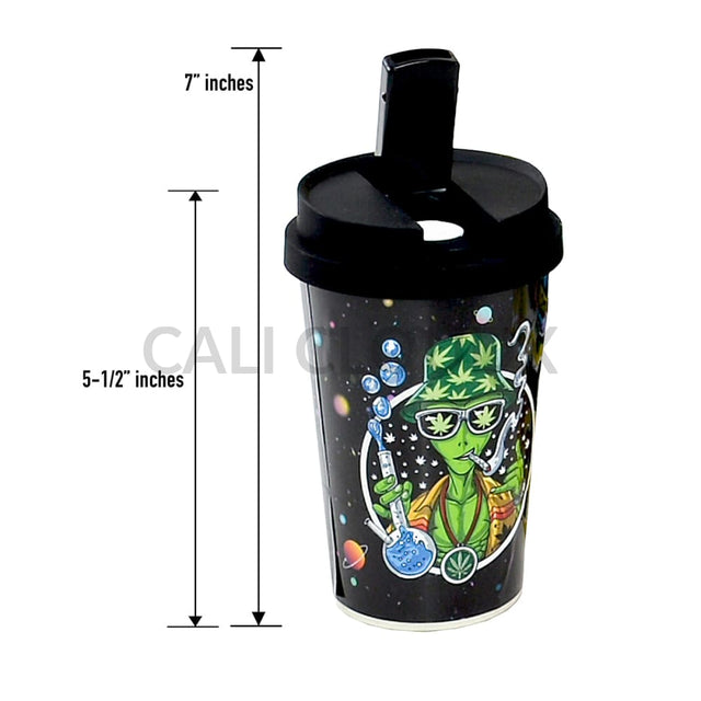 5.5 Printed Coffee Cup W/ 1.5 Silicone Lid - 6 Counts