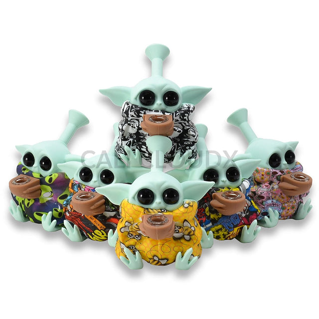 5 Silicone Sitting By Character Printed Waterpipe Assorted Colors