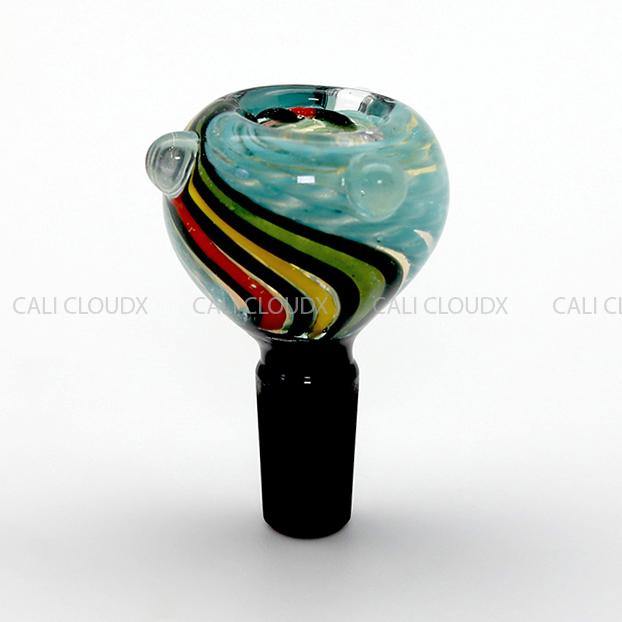 Frit Color Design With Rasta Twist Art Black Joint Bowl - Cali Cloudx Inc