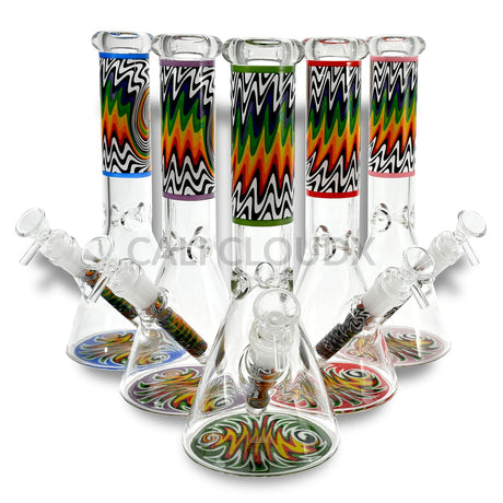 10’’ Beaker Water Pipe with Wrap & Rake Design Assorted Colors