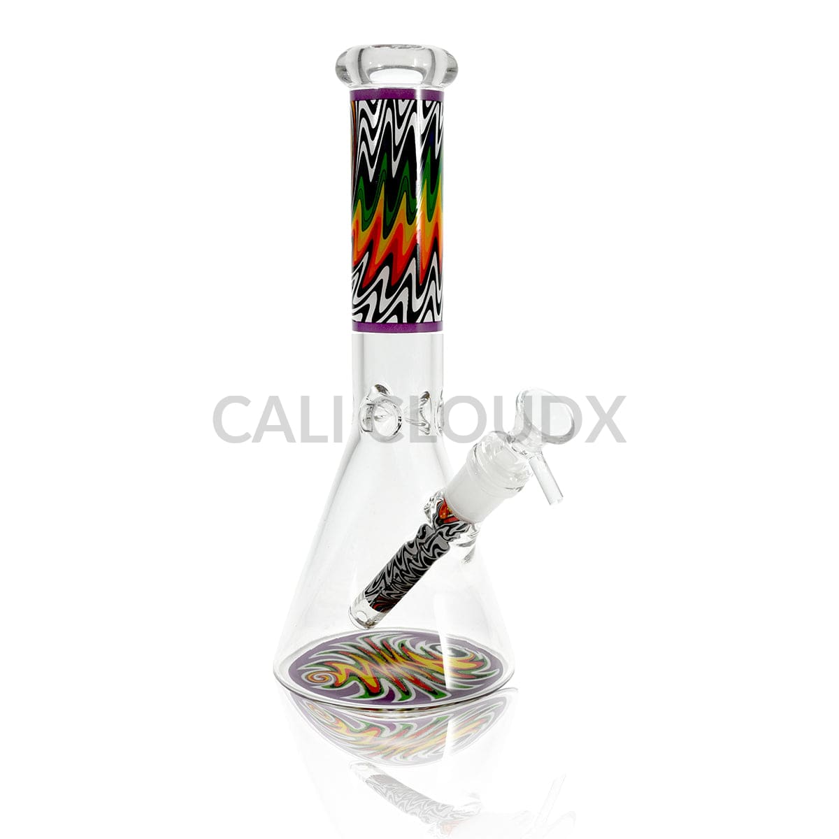 10’’ Beaker Water Pipe with Wrap & Rake Design Assorted Colors