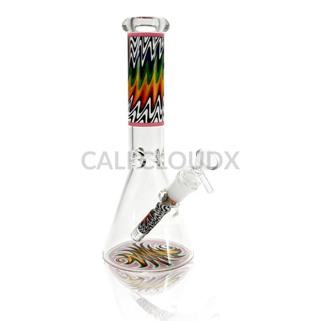 10’’ Beaker Water Pipe with Wrap & Rake Design Assorted Colors