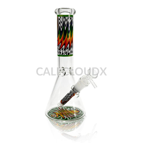 10’’ Beaker Water Pipe with Wrap & Rake Design Assorted Colors