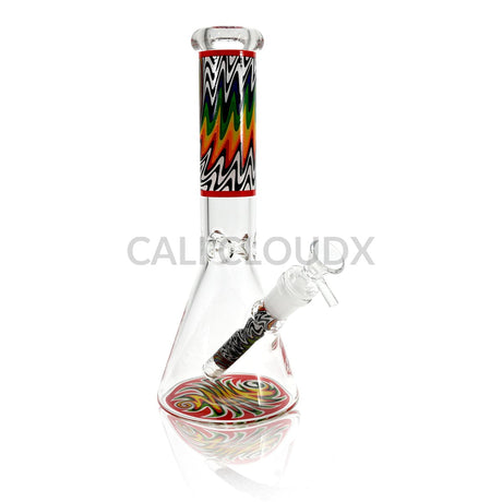 10’’ Beaker Water Pipe with Wrap & Rake Design Assorted Colors