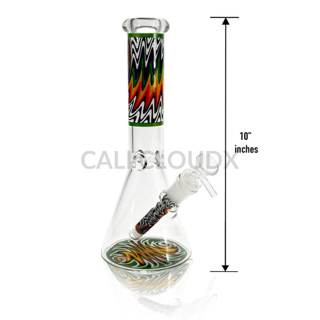 10’’ Beaker Water Pipe with Wrap & Rake Design Assorted Colors