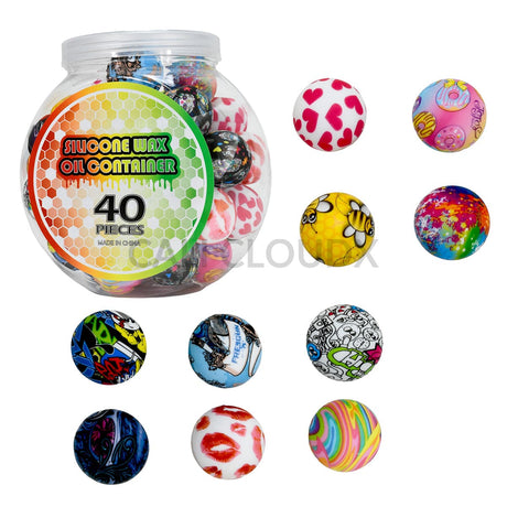 10 ML Silicone Round Container Printed - 40 Count