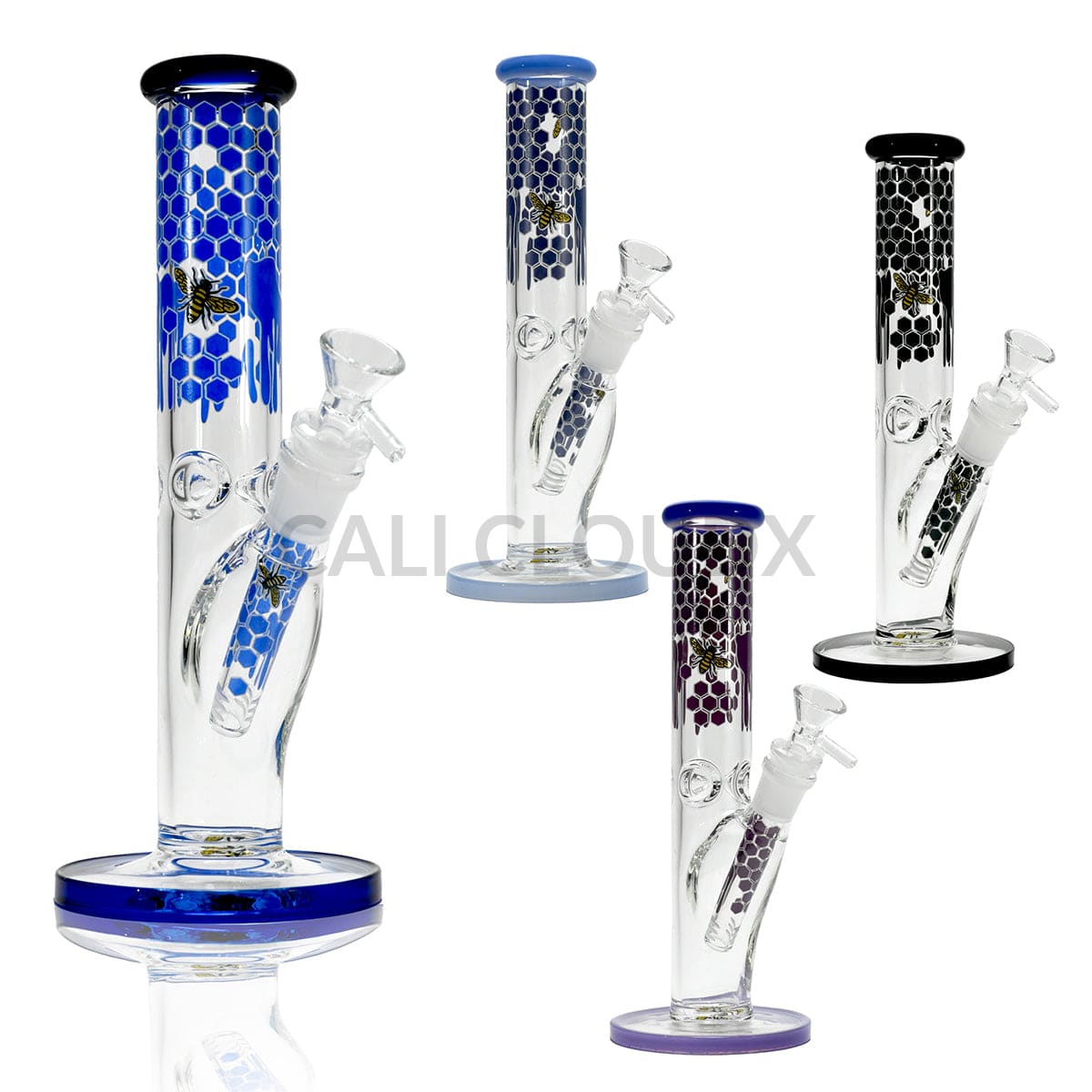 10’’ Straight Tube Water Pipe with Honeycomb Bee Design Assorted Colors