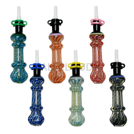 10mm Ribbed Glass Hnoney Straw