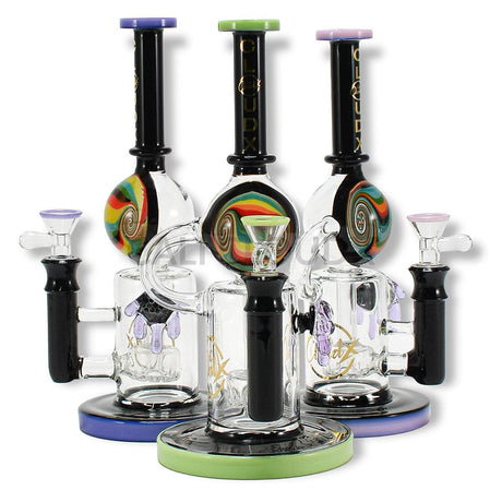 12 Black Tube With Color Globe Water Pipe By Cali Cloudx