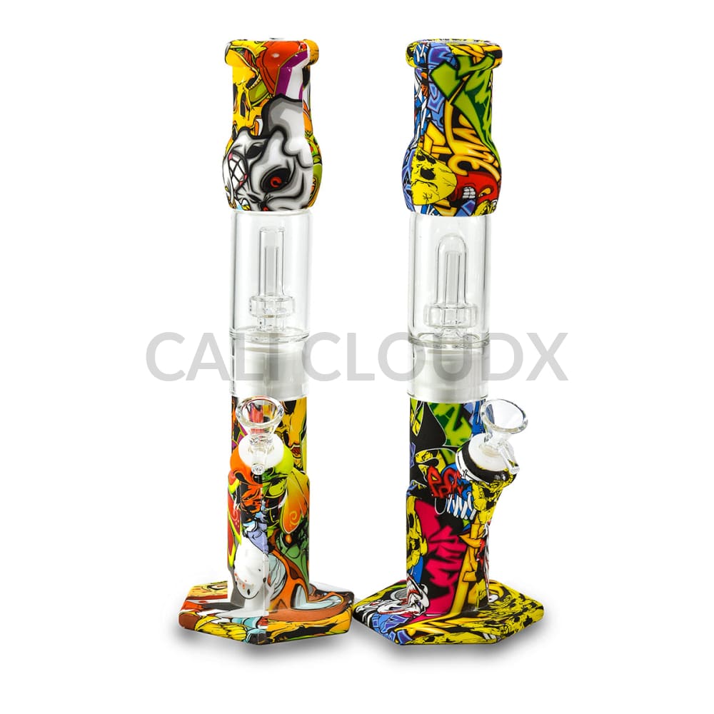 12 Silicone Tree Perc. Straight Water Pipe- Printed Waterpipe