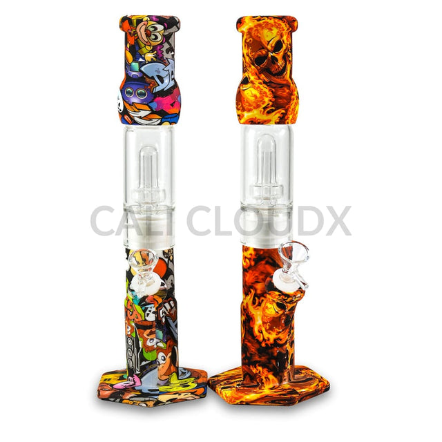 12 Silicone Tree Perc. Straight Water Pipe- Printed Waterpipe