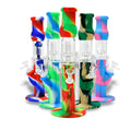 13’’ Silicone & Glass Hybrid Straight Waterpipe with Tree Perc Assorted Colors