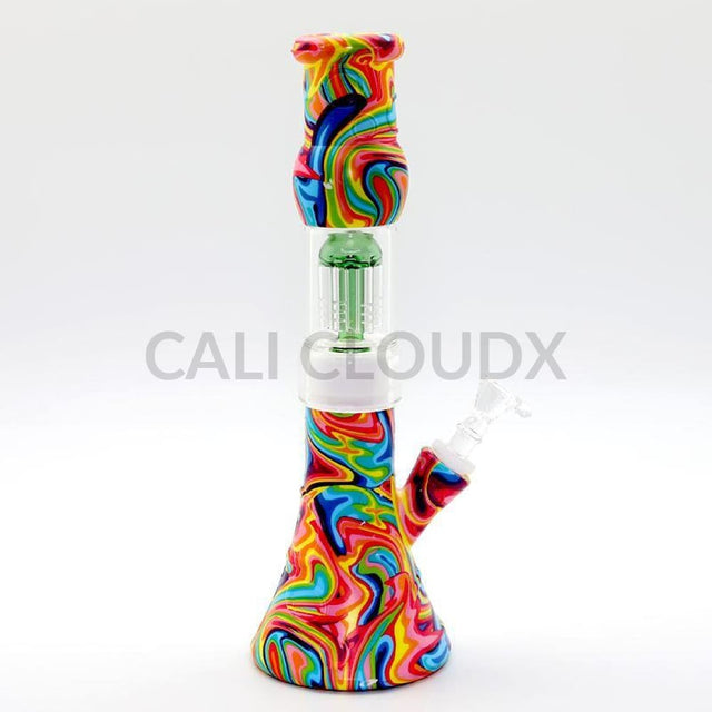 13" Silicone Tree Perc. Beaker- Printed - Cali Cloudx Inc