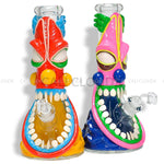 14 Thick Beaker Hand Clay Art Monster Water Pipe- Mix Designs Glass Waterpipe
