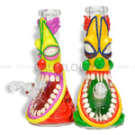 14 Thick Beaker Hand Clay Art Monster Water Pipe- Mix Designs Glass Waterpipe