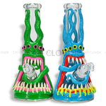 14 Thick Beaker Hand Clay Art Monster Water Pipe- Mix Designs Glass Waterpipe