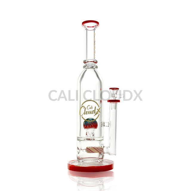 14’ Us Color 9Mm Base Waterpipe W/ Dome Red Glass